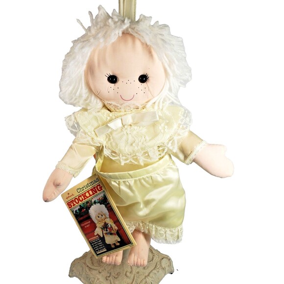 Vintage 1984 Hallmark "Stuffables" Christmas Angel Stocking Wings Satin Orig Tag - Picture 9 of 9